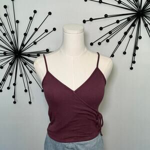 Garage mauve wrap cami top Y2K minimalist ribbed tie side